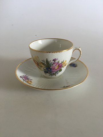 Royal Copenhagen Saksisk Blomst Kaffekop med underkop No 1870