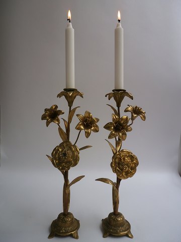 1 pair of nap gilded candlesticks, France approx. 1880