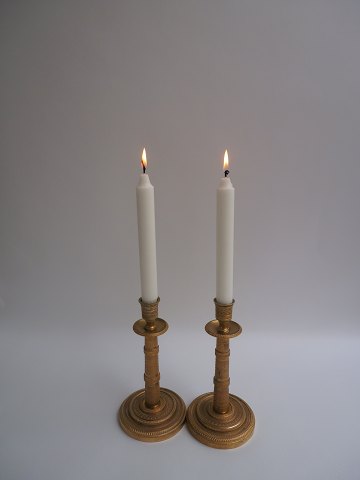 1 pair of fire-gilt candlesticks, France approx. 1880.