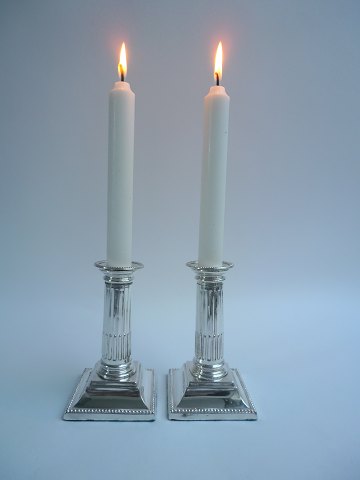 Empire candlesticks in newly silvered plate, Denmark approx. 1880.