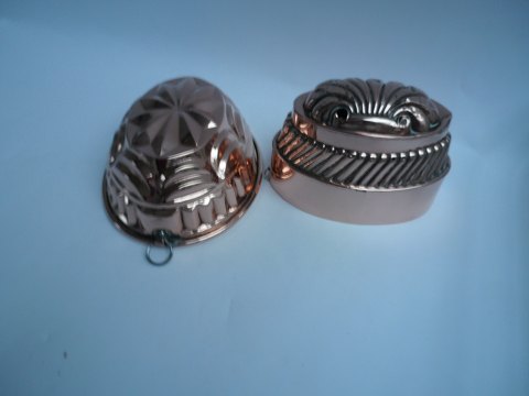 1 pair of pudding forms in copper, Denmark 1860.