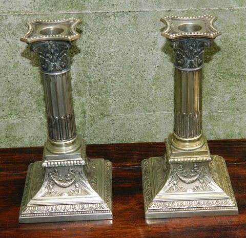 Empire Style: Pair of WMF candlesticks in silver plate