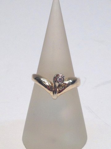 14k guldring m. brillant. Str. 56