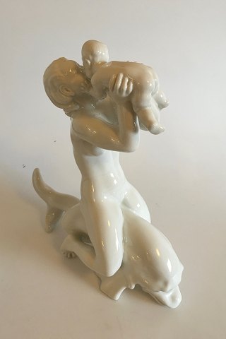 Bing and Grondahl B&G 4057 Woman on Dolphin kissing child 39 cm Kai Nielsen