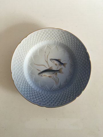 Rare Bing & Grondahl Seagull with Gold Fish Dinner Plate No 25 Løjer