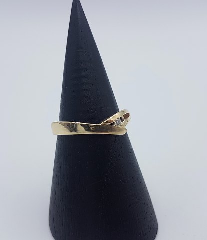 14k guldring m. brillant. Str. 55,5