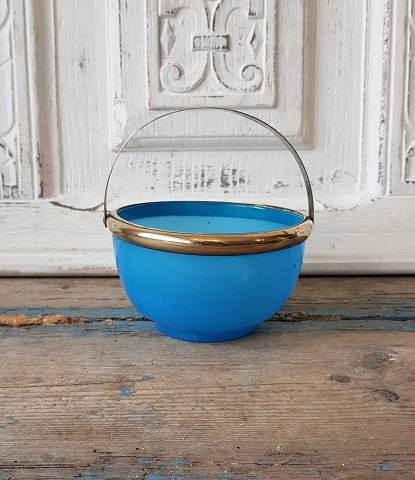 1800s sugar bowl in blue opaline