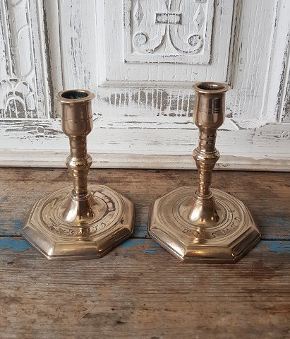 Pair of Baroque brass candle sticks approx. year 1750