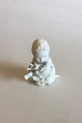 Bing & Grøndahl Blanc de Chine Figur af Havbarn med tang No 2266 med guld