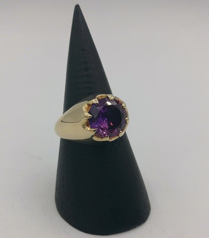 14k guldring m.  saphir, str. 57.5