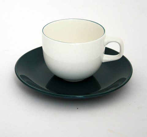 kaffekop med mørkegrøn stribe og grøn underkop, 4 All Seasons, Royal Copenhagen