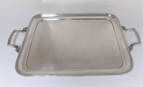 Russian silver tray (84). Length 35 cm + handle. Width 27 cm.