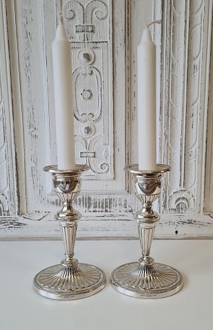 Svend Toxværd on channeled silver candlesticks 17 cm.