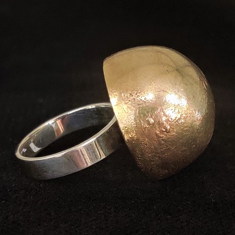 Hans Hansen; A ring made of sterling silver set with gilt decoration