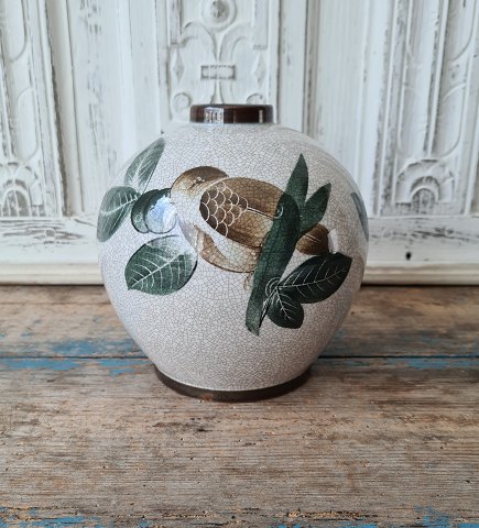 B&G Craquelé vase decorated with birds no 38K / 4 - 16 cm.
