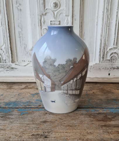B&G vase decorated with half-timbered houses no. 1302/6238