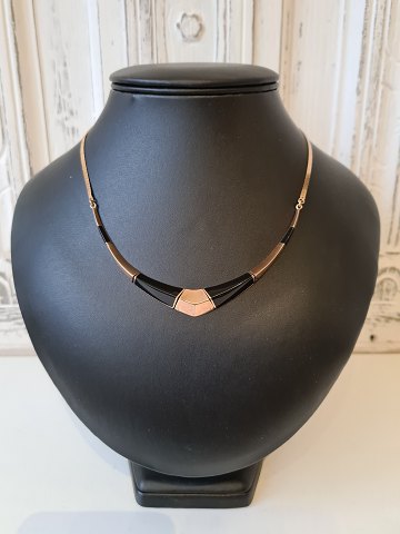 Vintage Facadoro necklace in 14 kt gold with onyx