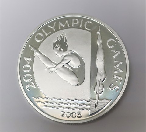 Samoa. Olympiaden 2004. Sølvmønt $10  fra 2003. Diameter 38 mm.