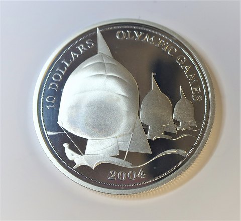 Fiji. Olympiaden 2004. Sølvmønt $10  fra 2003. Diameter 38 mm.