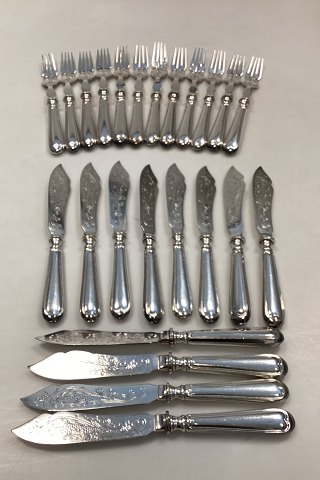 Set of English Silver Plated Fish cutlery for 12 people (24 pcs)
