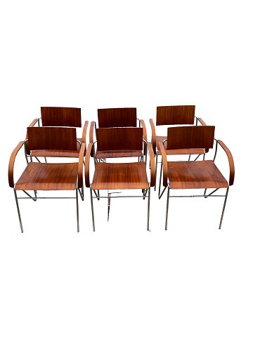 Scandinavian Modern Set of 6 chairs, Alfred Homann, mahogany wood, 1992
Great condition
