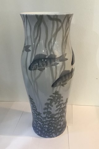 Royal Copenhagen Art Nouveau Unique vase with fish by Stephan Ussing No 11778 
from 1912