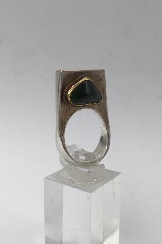 Ole W. Jacobsen Sterling Sølv / Guld Ring med ædelsten