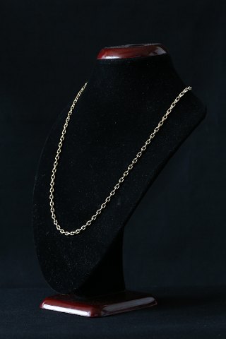 14 carat gold chain in a minimalist design and with a carabiner clasp.