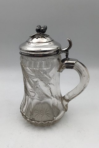 Glas Ølkrus med Sølvmonteret ornamental låg