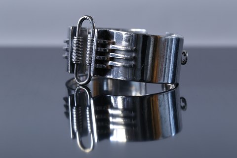 Ovalt sølvarmbånd med futuristisk design, 925 sterling sølv, stemplet EH