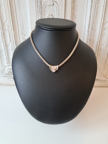 Vintage necklace in silver with pendant adorned with zircon