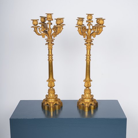 Pair of French candelabras, gilt bronze, 1830