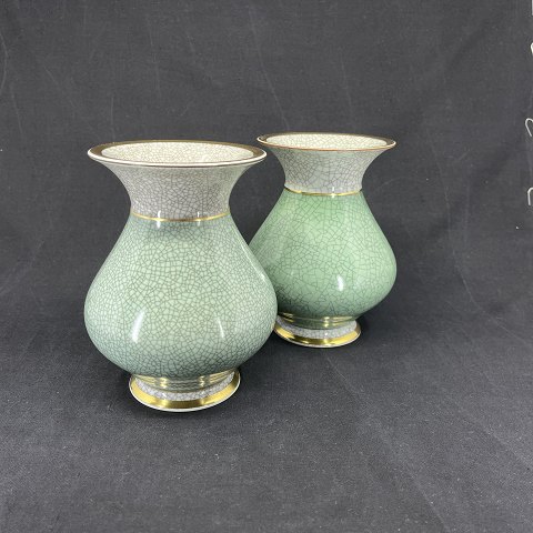 Et par grønne craquele vaser fra Royal Copenhagen