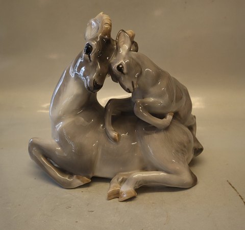 2439 Kgl.  Gazelle med babygazelle på ryggen 20 x 25 cm Knud Kyhn Kongelig Dansk