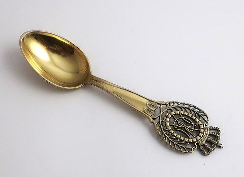 Michelsen. Sterling silver gilded. Commemorative spoon 1933. Crown Prince Knud 
and Princess Caroline Mathilde
