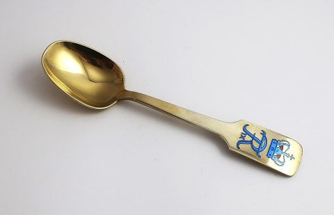 Michelsen. Sterling silver gold plated. Commemorative spoon 1969. King Frederik 
IX