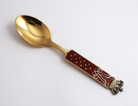Michelsen. Sterling silver gilted. Commemorative spoon 1960. Frederik IX & Queen 
Ingrid