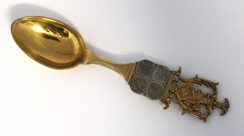 Michelsen. Sterling silver gilted. Commemorative spoon 1914. Baltic exhibition 
Malmö 1914