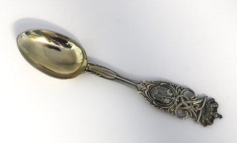 Michelsen. Sterling silver gilted. Commemorative spoon 1909. National Exhibition 
in Aarhus 1909. Opened by Frederik VIII
