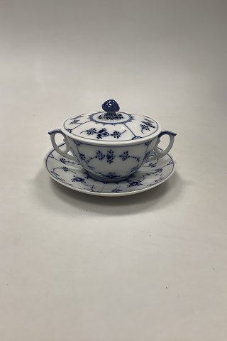 Royal Copenhagen Blue Fluted Plain Bouillon Cup with Saucer No. 2199