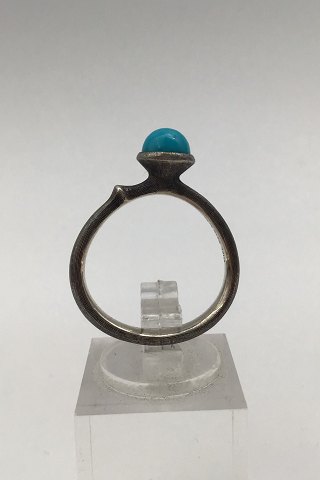 Ole Lynggaard Sterling Silver Lotus Ring (Turquoise)