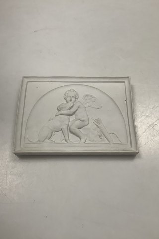 Bing and Grondahl Bisque Plate Amor petting his faithful dog