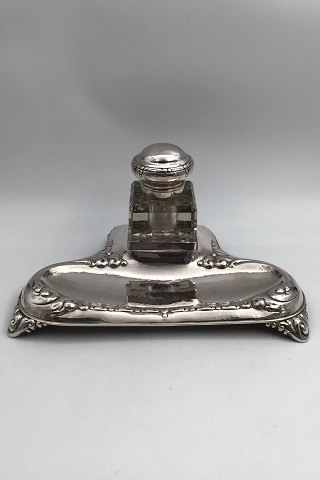 Dansk Arbejde Silver Pen Tray and Glas Inkwell (1923)