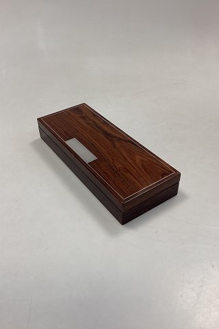 Hans Hansen Rosewood Box with loose Lid with Sterling Silver inlay