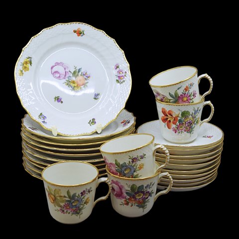 Royal Copenhagen, Tung Saksisk blomst porcelæn; Espresso sæt 10 pers.