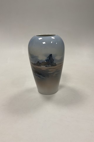 Lyngby Porcelain Vase with Farmhouse No. 128-2/76