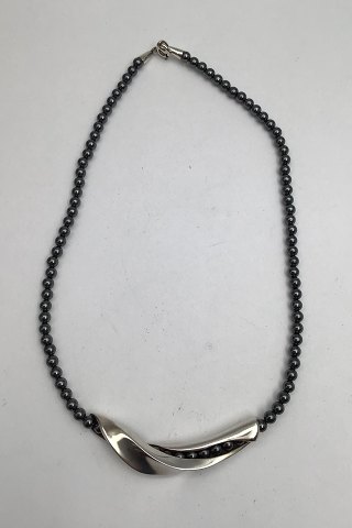 Georg Jensen / Hans Hansen Hematite Necklace with Sterling Silver Pendent