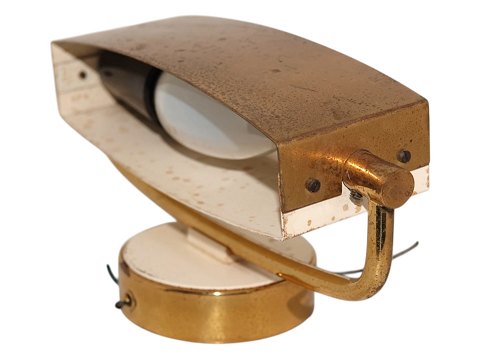 Lille messing væglampe med snoretræk fra ca. 1950