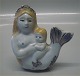 Aluminia Figurine 340-3672 Mermaid with child sitting 10.2 x 9.2 cm  Doreen 
Middelboe 1969
