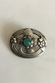 Georg Jensen Sterling Sølv Broche med grøn sten No 138